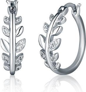 JVD - Silver hoop earrings Leaves with zircons SVLE2339X61BI00