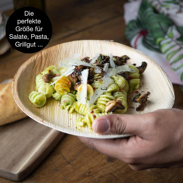 Image du produit Moritz & Moritz 75tlg. Palmblatt Geschirr Rund 20 cm Ã˜ inkl. Besteck Einweg