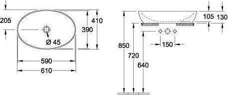 Produktbild Villeroy & Boch Aufsatzwaschbecken Artis 61 cm oval weiss/coal black 419861BCT8 (410 mm, 610 mm)