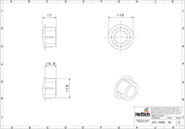 Produktbild Hettich Abdeckkappe 10 mm wei 20 St.