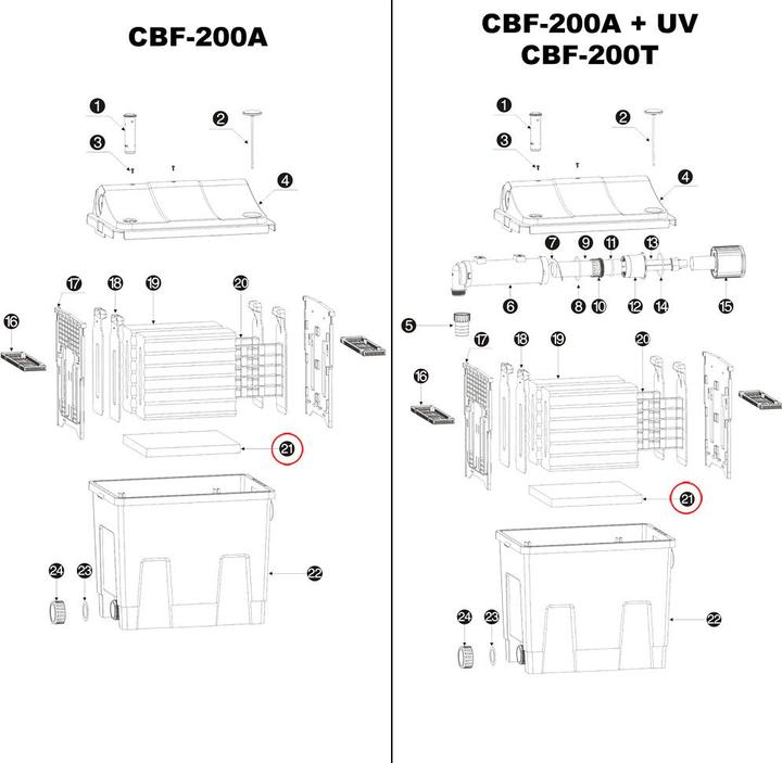 Produktbild SunSun CBF-200T CBF-200U CBF-200 Ersatzteil Japanmatte Biofilter Teichfilter