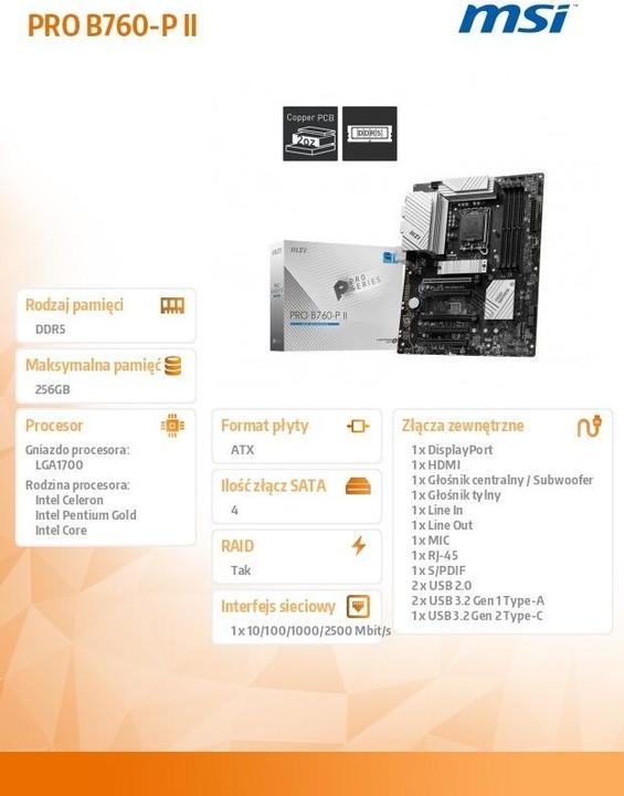 Produktbild MSI PRO B760-P II (LGA 1700, Intel B760, ATX)