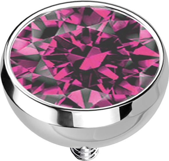 Image du produit Star Piercing Dermal Anchor demi-boule argentée avec cristal rose (Acier chirurgical 316L)