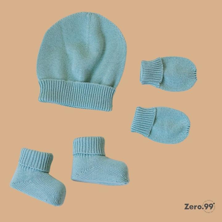 Image du produit Zero.99 Ensemble bébé 3-en-1 tricoté : Bonnet, Moufles & Chaussons (50, 56, 62)