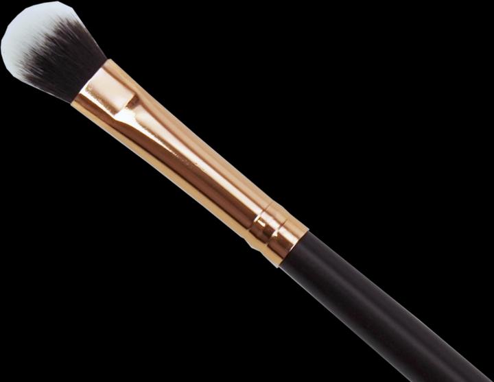 Actual product image Flat eyeshadow brush, oval with copper-coloured ferrule, brown handle, synthetic hair