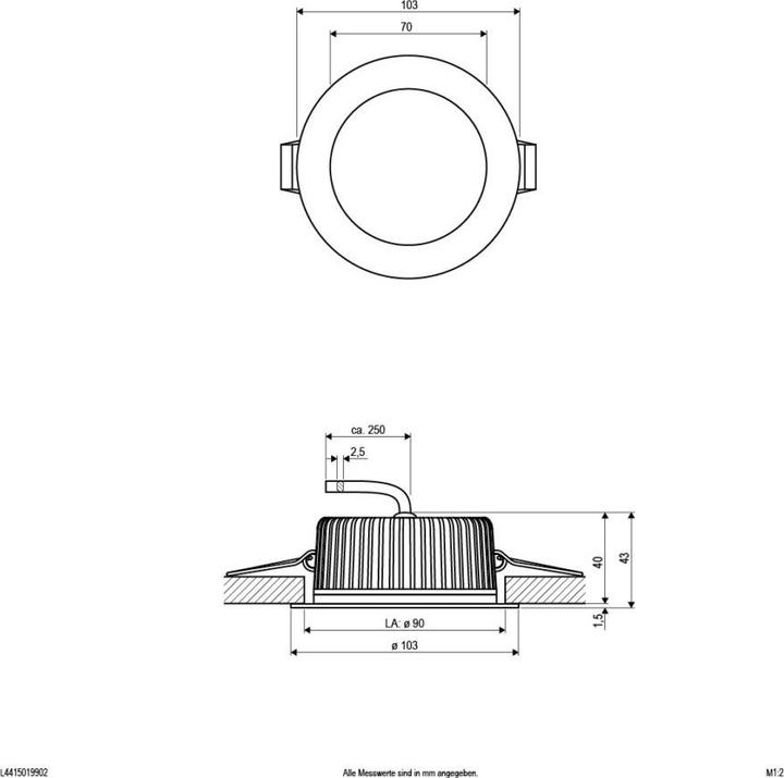 Actual product image EVN L4415019902 LED recessed ceiling - round (850 lm)
