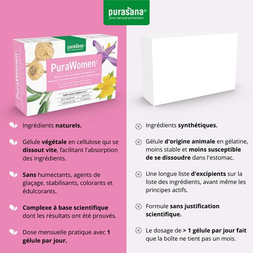Image du produit Purasana PuraWOMEN Complexe de vitamines 6 en 1 Végétarien (30 pièce(s), Capsules, 23.20 g)