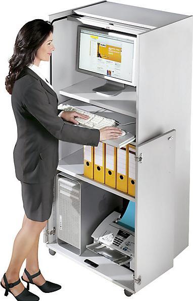 Produktbild eurokraft pro Computerschrank mit Kunststoffrollladen, mobil