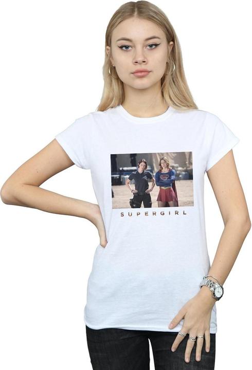 Actual product image Womens/Ladies Supergirl TV Series Sisters Photograph Cotton T-Shirt (XXL)