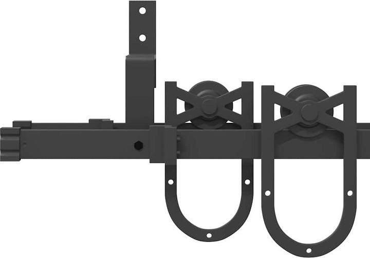 Produktbild VidaXL Schiebetürbeschlag-Set 200 cm Stahl Schwarz Schiebetürbeschlag Satz