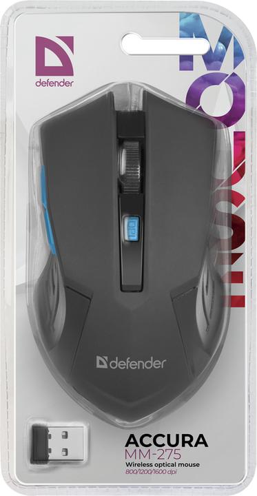 Immagine prodotto Defender MOUSE ACCURA MM-275 RF NERO E BLU OTTICO 1600DPI 6P (Senza fili)