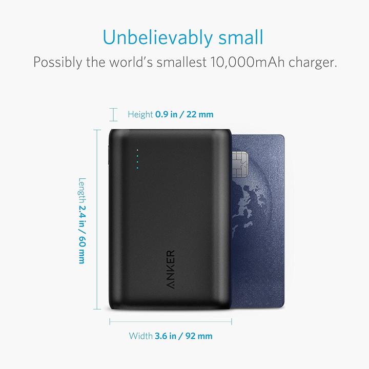 Immagine prodotto Anker Powerbank PowerCore 10000mAh, nero (10000 mAh, 36 Wh)