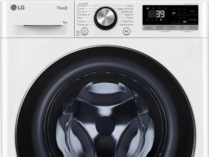 Actual product image LG F2R7S09TSWC Slim 9" front loading washing machine (9 kg, Left)