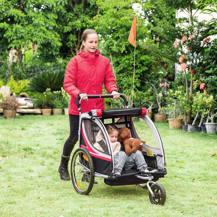 Immagine prodotto Homcom Rimorchio per bicicletta per bambini con borsa per riporre i bagagli