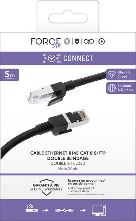 Produktbild Force Power Ethernet Kabel RJ45 Geflochten S/FTP 5m (S/FTP, CAT8.1, 5 m)