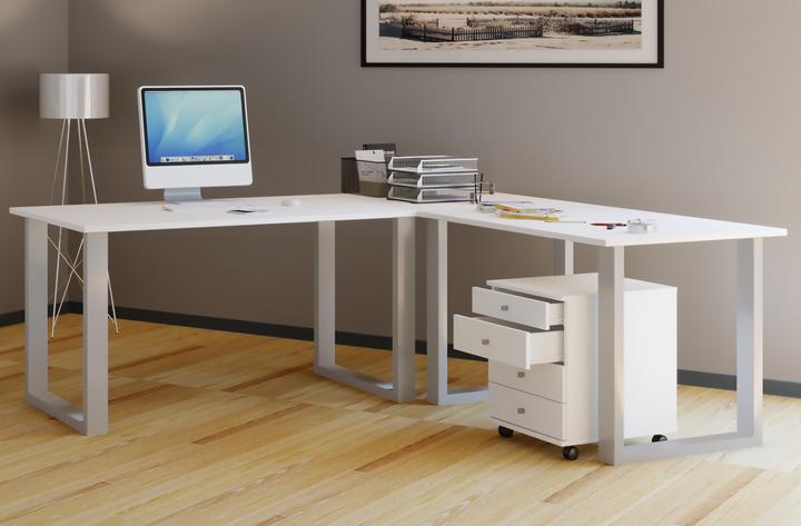 Produktbild VCM Eckschreibtisch Lona Tiefe 80 cm U Alu Silber (190 x 80 cm)