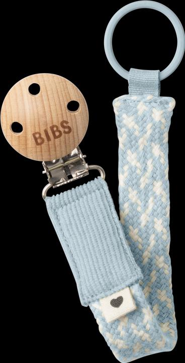 Bibs Sucette Clip Braided Baby Blue/Ivory (1 x)