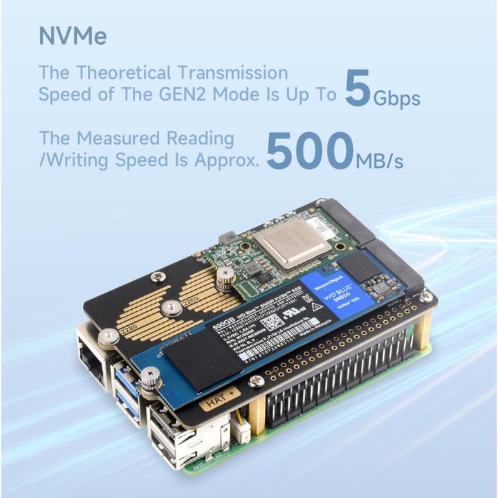 Immagine prodotto WaveShare Adattatore da PCIe a M.2 HAT+ (B) per Raspberry Pi 5