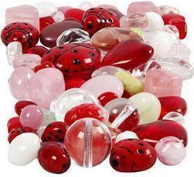 Actual product image Creativ Company Glass beads Various ladybirds, heart, leaves, 60