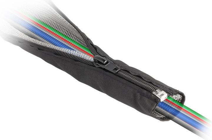 Produktbild Delock EMV Abschirmgeflechtschlauch mit Reissverschluss hitzebeständig 1 m x 50 mm schwarz (Kabelschlauch, 100 cm)