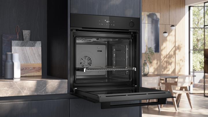 Image du produit Siemens iQ300, Four à encastrer avec support vapeur, 60 x 60 cm, Deep black inox, HR232GEB3
