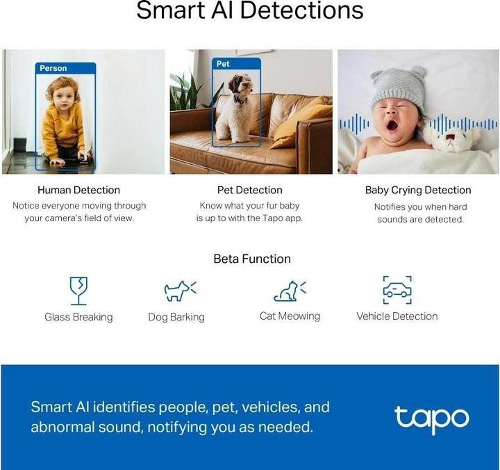 Produktbild TP-Link Tapo C220 4MP 360°-WLAN-Kamera MicroSD (2560 x 1440 Pixels)