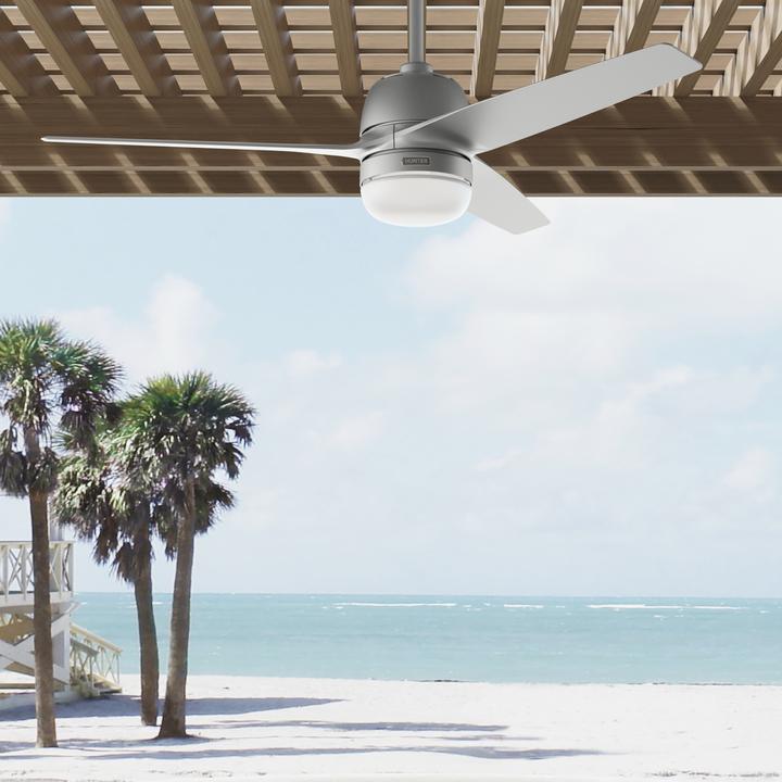 Produktbild Hunter Fans Outdoor Deckenventilator Seawave Silber mit Licht (45.70 dB)