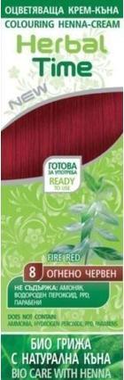 Produktbild Herbal Time 100% Bio Henna Haarfarbe Creme Natürlicher Pflanzenfarbstoff Feuerrot (Feuerrot)