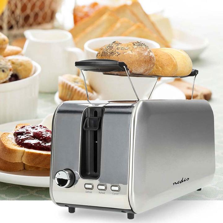 Produktbild Nedis Toaster | 2 Steckplätze | Bräunungsstufen: 7 | Auftaufunktion | Aluminium / Silber (EU-Stecker)
