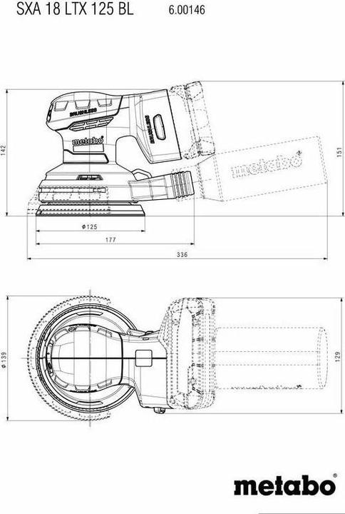 Immagine prodotto Metabo SXA 18 LTX 125 BL (Levigatrici rotorbitali)