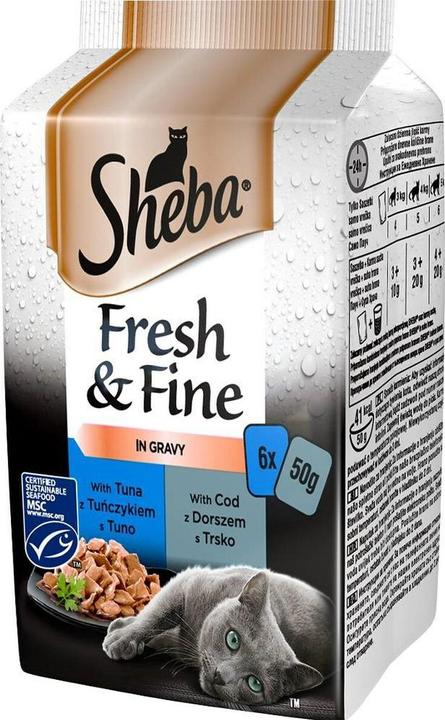 Produktbild Sheba Fresh & Fine Mini Fischgerichte in Sauce 6 x 50g (Senior, 6 Stk., 300 g)