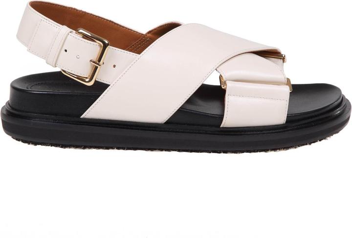 Marni fussbett sandal in white leather