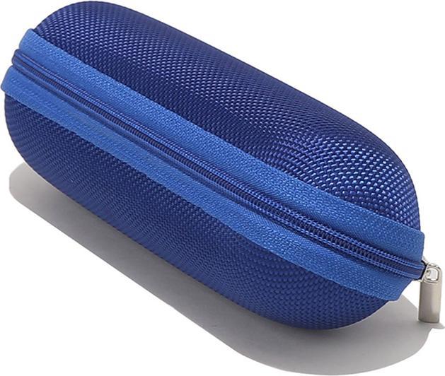 Techsuit - Glasses Case (ETOV2) - with Zipper, Eco Leather, 160 x 48 x 45mm - Blue