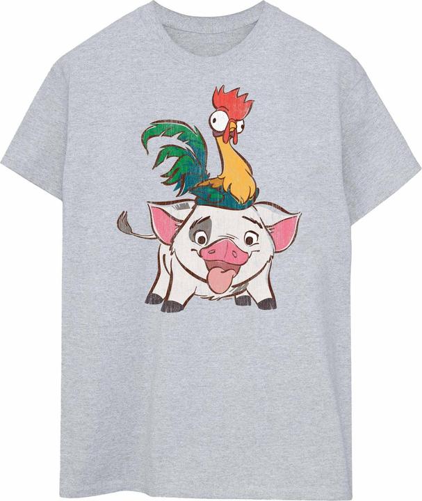 Actual product image Disney Womens/Ladies Moana Hei Hei And Pua Cotton Boyfriend T-Shirt (XL)