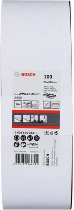 Immagine prodotto Bosch Professional Zubehör Nastro abrasivo PRO X440, 75 x 533 mm, G100 (100)