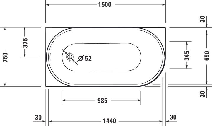 Actual product image Duravit DuraSenja bathtub (228 l, 150 cm, 75 cm)