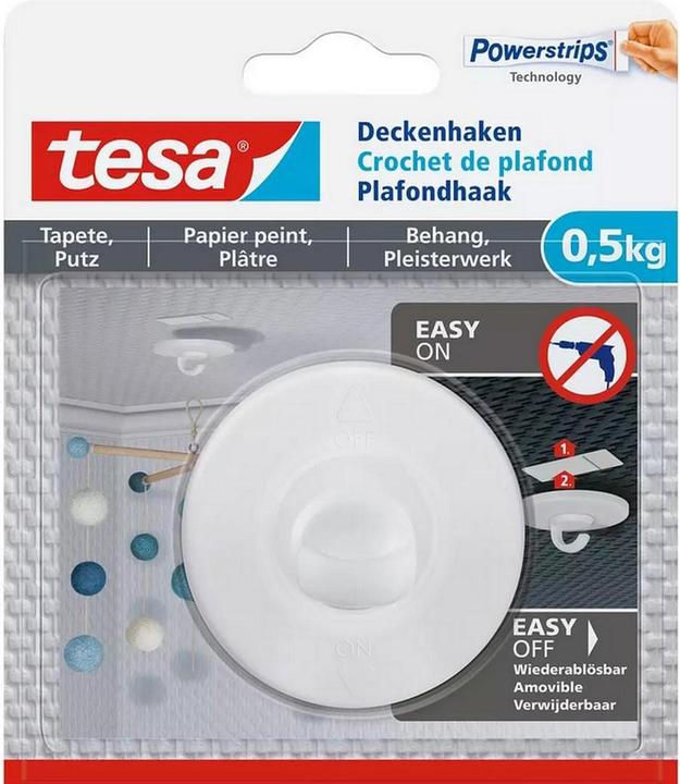 Image du produit tesa Crochet de plafond pour papiers peints et plâtre