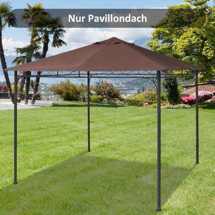 Actual product image Swisshandel24 Replacement roof for gazebo gazebo roof gazebo cover, sun protection polyester coffee 2.93 x 2.93 m (298 cm, 295 cm)