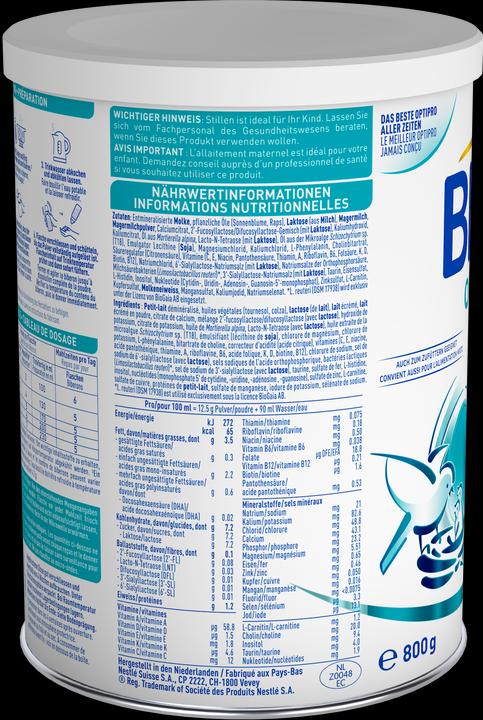 Nährwerte und Zutaten Beba Optipro Pre (800 g, ab Geburt)