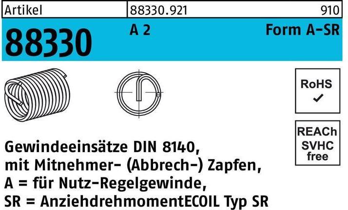 Actual product image Amecoil Thread insert R 88330 Form A M 8 x 16 A 2