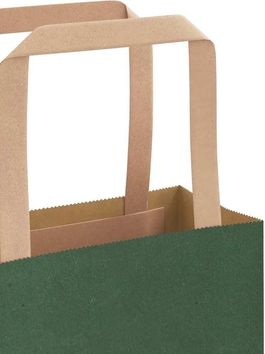 Produktbild VidaXL Kraftpapiertüten 250 Stk. mit Henkel Grün 32x17x25 cm Papiertüte (Geschenktüte, 250 x)