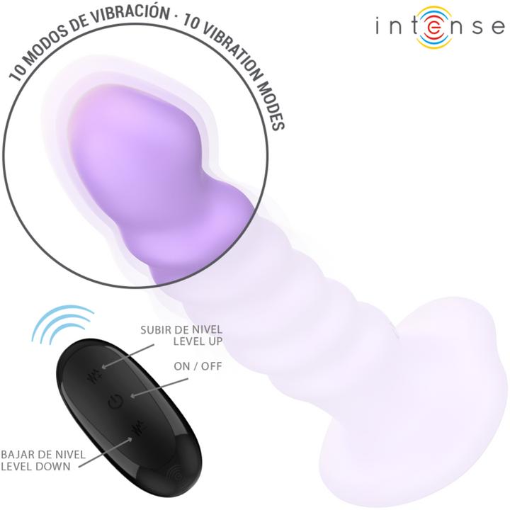 Actual product image Intense Brenda Vibrator Size M Spiral Design 10 Vibrations Purple Remote Control