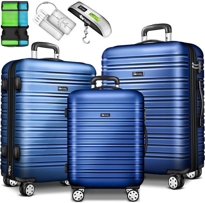Produktbild Tillvex 3-teiliges Hartschalenkoffer Set (Handgepäck (bis 50l), M (50 - 90l), L (90 - 115l))