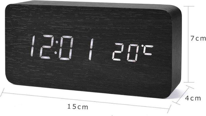 Produktbild JTI Digitaler LED-Wecker mit Holzdesign - Holz / Weiss