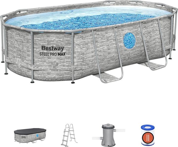 Actual product image Bestway Steel Pro MAX Splashview Frame P ool Komplett-Set mit Filterpumpe 427x250 (427 x 250 x 100 cm)
