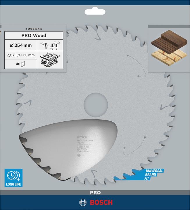 Produktbild Bosch Professional Zubehör PRO Wood Kreissägeblatt, 254 x 2,8 x 30 mm