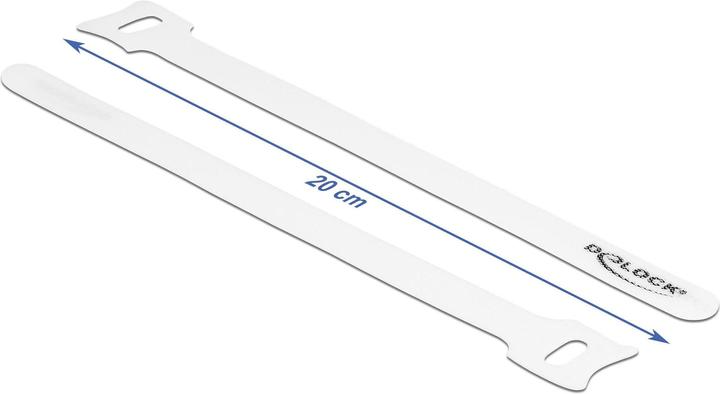 Delock Velcro cable tie L 200 x W 12 mm white 10 pieces (Velcro cable ties, 200 mm, 10 pcs.)