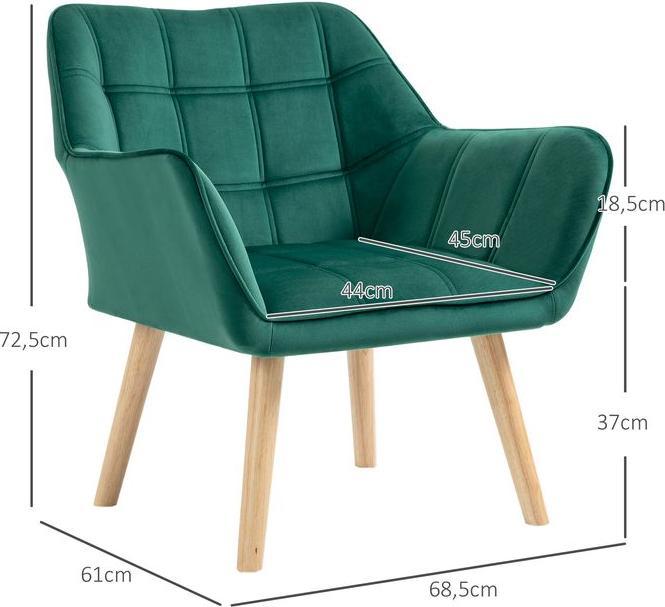 Actual product image Swisshandel24 Single armchair Relax armchair with velvet look, raised legs Scandinavian upholstered armchair