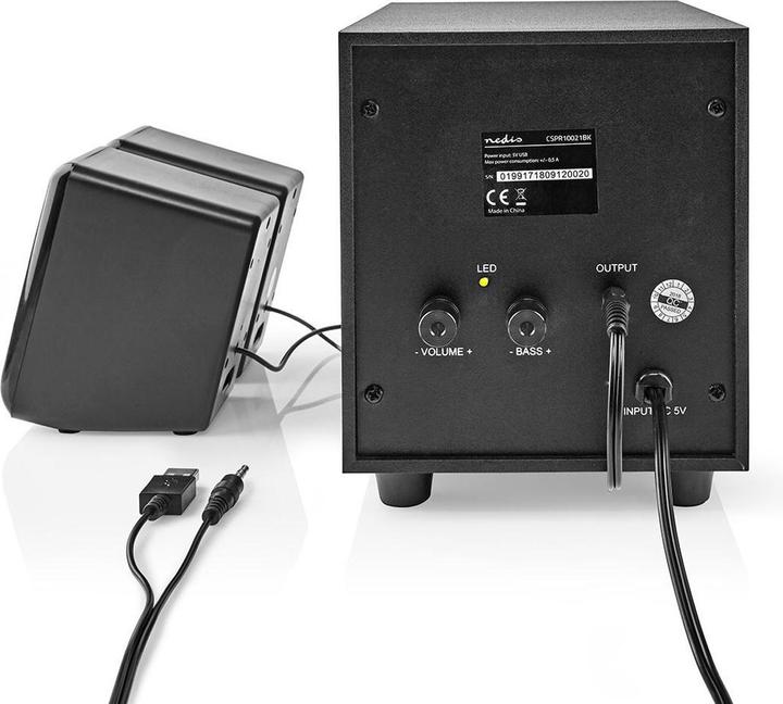 Immagine prodotto Nedis Altoparlante per PC - Alimentazione tramite USB - Subwoofer - Ingresso connessioni: 1x 3,5 mm - 2.1 (1 pz., 16 W)