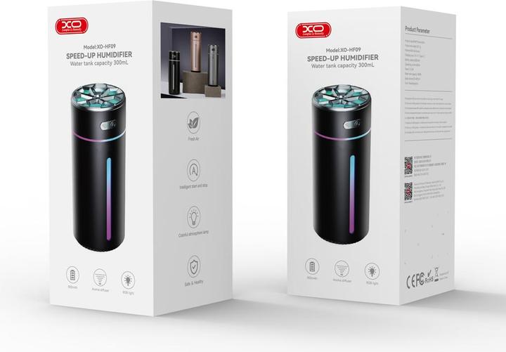 Produktbild xO Luftbefeuchter HF09 RGB light wireless 300 ml grau